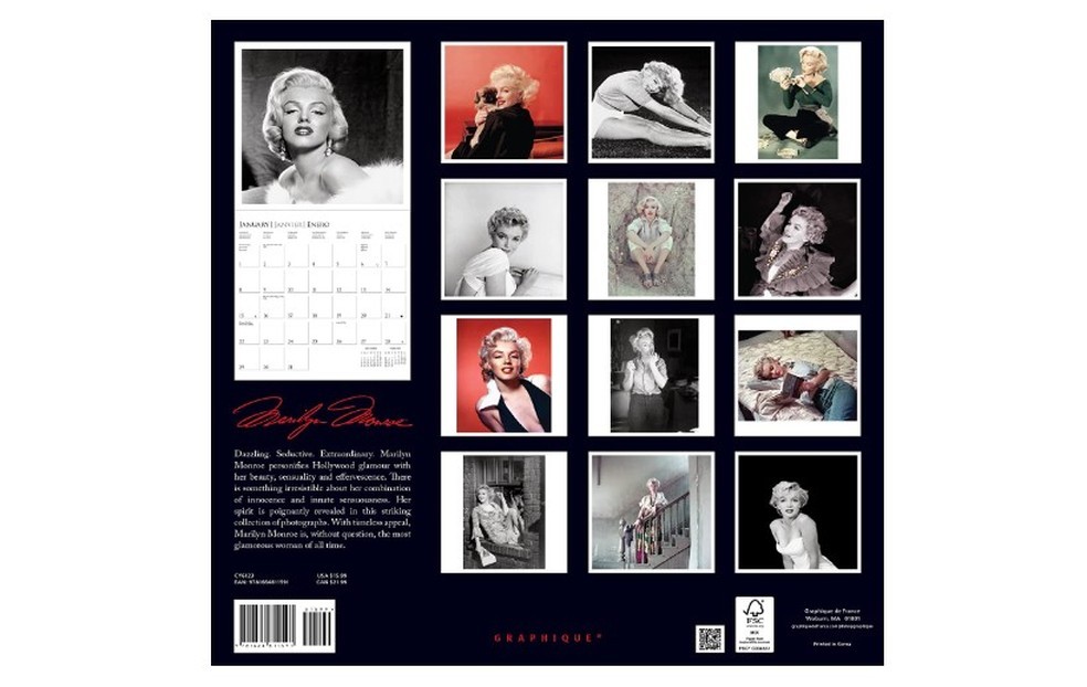 O Calendário de parede Marilyn Monroe é uma opção para os fãs que gostam de admirar a beleza e o carisma único da atriz todos os dias — Foto:  Reprodução/Amazon