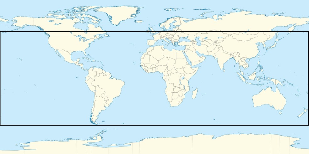 Região aproximada de queda da sonda soviética Kosmos 482 — Foto: Wikimedia Commons