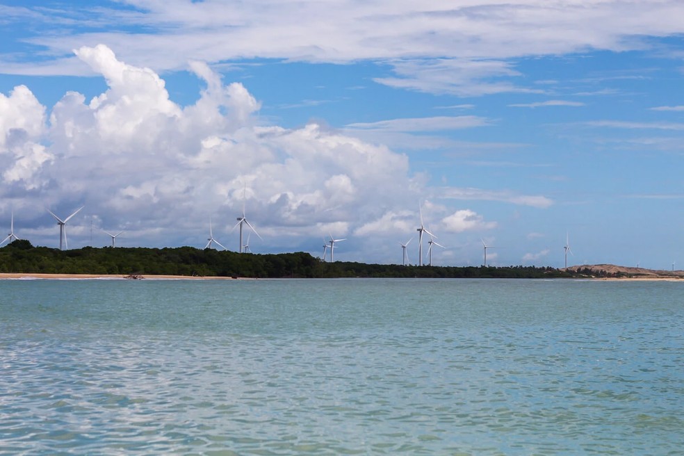 Turbinas eólicas na costa cearense  — Foto: Camila Aguiar/Agência Pública