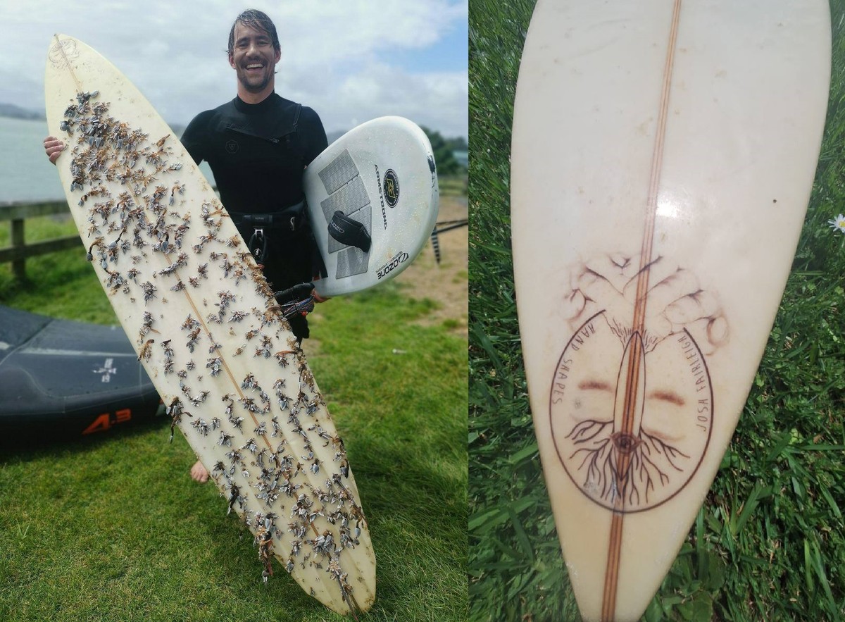 Homem encontra prancha de surfe que viajou 2.400 km pelo mar e devolve ao dono