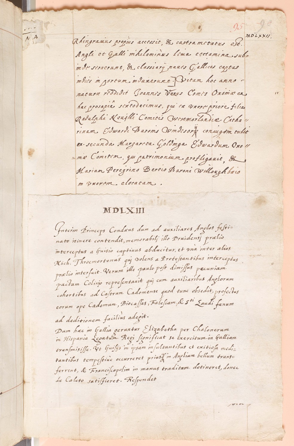 Manuscrito é o primeiro relato oficial do reinado de Elizabeth I — Foto: The British Library Board