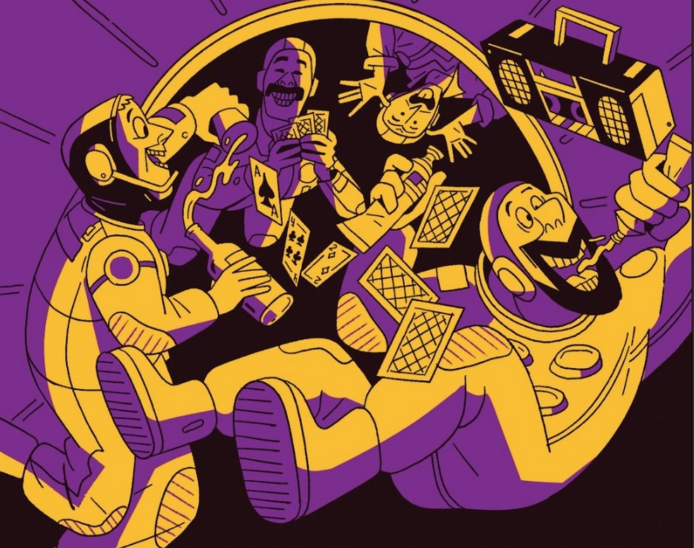 Clima amistoso (e shots de vodka) marcaram encontro entre astronautas dos dois países — Foto: Bernardo França