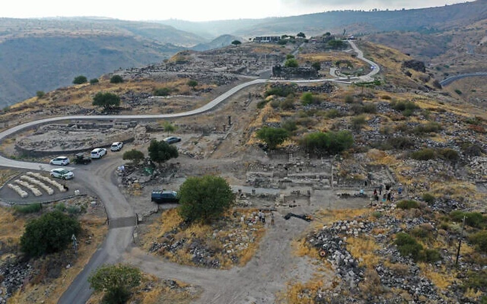Vista aérea do Parque Nacional Sussita (Hippos) na Galileia Oriental — Foto: Michael Eisenberg/Universidade de Haifa