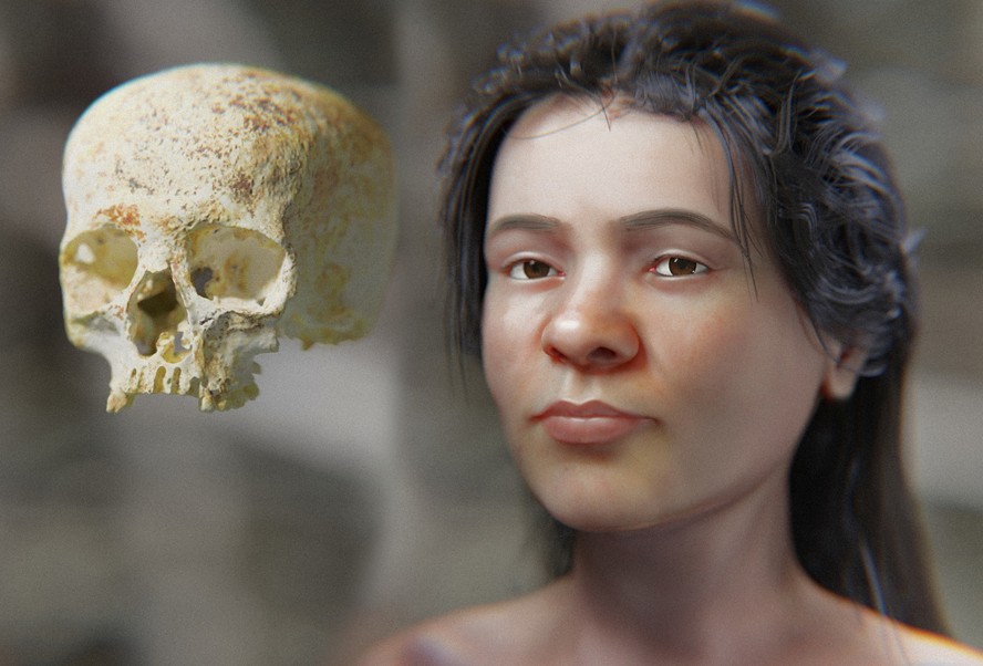 Aproximação facial de Ava, mulher da Idade do Bronze morta há mais de 4 mil anos