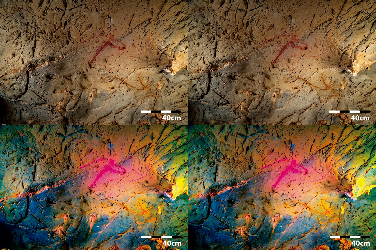Estudo revelou animais escondidos em arte rupestre de caverna na Espanha — Foto: Asiain et al