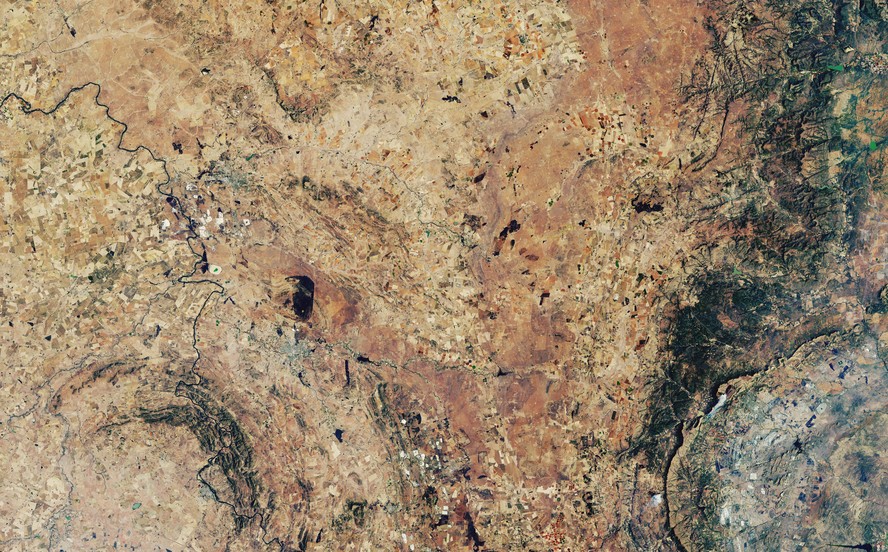 Cratera Vredefort, na África do Sul, vista do espaço