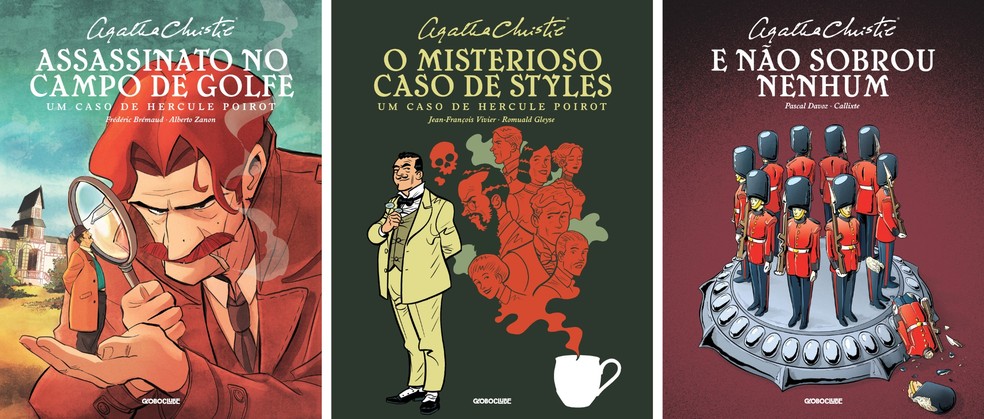 Agatha Christie em graphic novel: Globo Livros lança em julho de 2023 adaptações de três obras: Assassinato no campo de golfe; O misterioso caso de Styles; E não sobrou nenhum  — Foto: Divulgação / Globo Livros