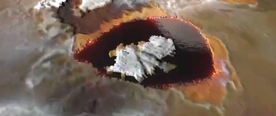 Lago de lava Loki Patera, observado em sobrevoo da sonda Juno, da Nasa