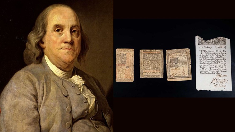 Benjamin Franklin imprimiu quase 2,5 milhões de notas de dinheiro para as colônias americanas