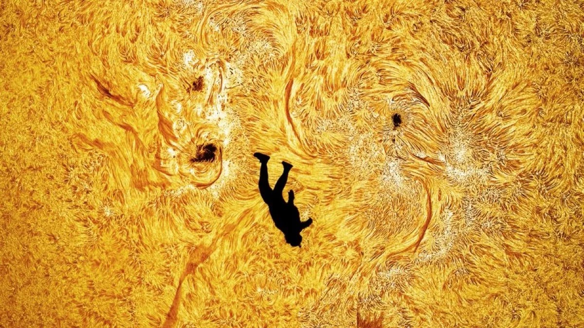 Astrofotógrafo captura paraquedista em queda livre contra o Sol em imagem inédita