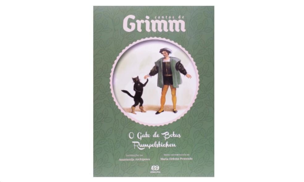 Essa obra reúne dois contos de fada imortalizados escritos pelos Irmãos Grimm: "O Gato de Botas" e "Rumpelstichen" — Foto: Reprodução/Amazon