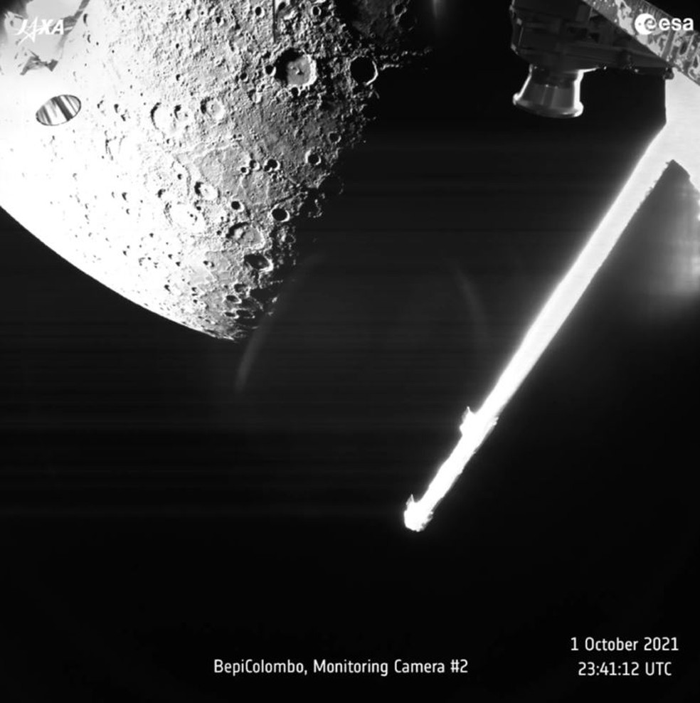 Foto de Mercúrio do primeiro sobrevoo da missão BepiColombo — Foto:  ESA/BepiColombo/MTM