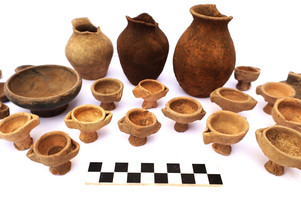 Cerâmicas encontradas pelos pesquisadores perto de Pompeia — Foto: Soprintendenza Archeologia Belle Arti e Paesaggio di Salerno e Avellino/Facebook