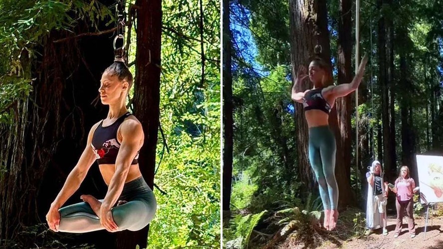 Americana fica pendurada pelos cabelos por 25 min para quebrar recorde