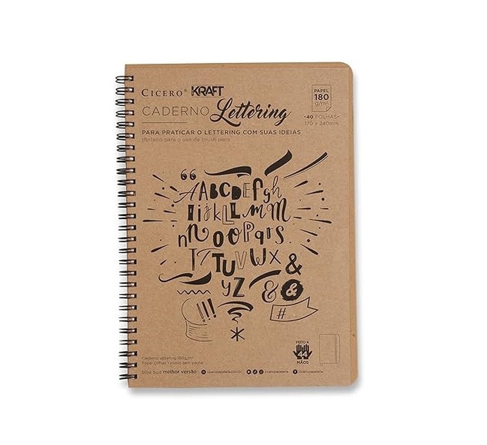 Caderno Kraft Lettering Cícero inclui 40 folhas sem pauta — Foto: Reprodução/Amazon