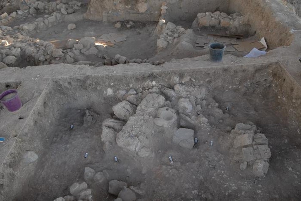Área estudada durante a escavação em Israel — Foto: Tell es-Safi/Gath Archaeological Project, Bar-Ilan University