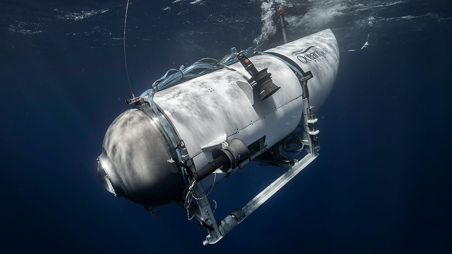 O submersível Titan, da OceanGate, em excursão de 2021