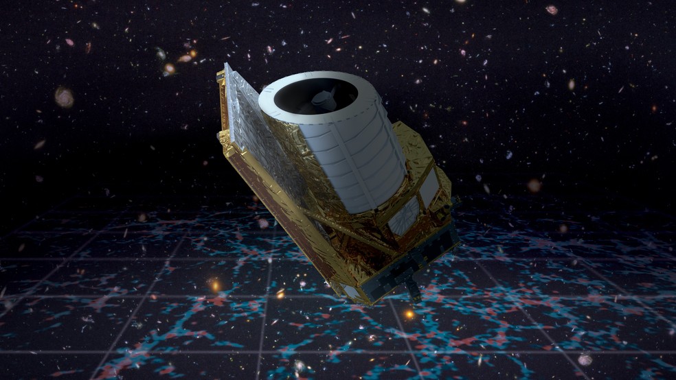 Ilustração mostra Euclid no espaço — Foto: ESA
