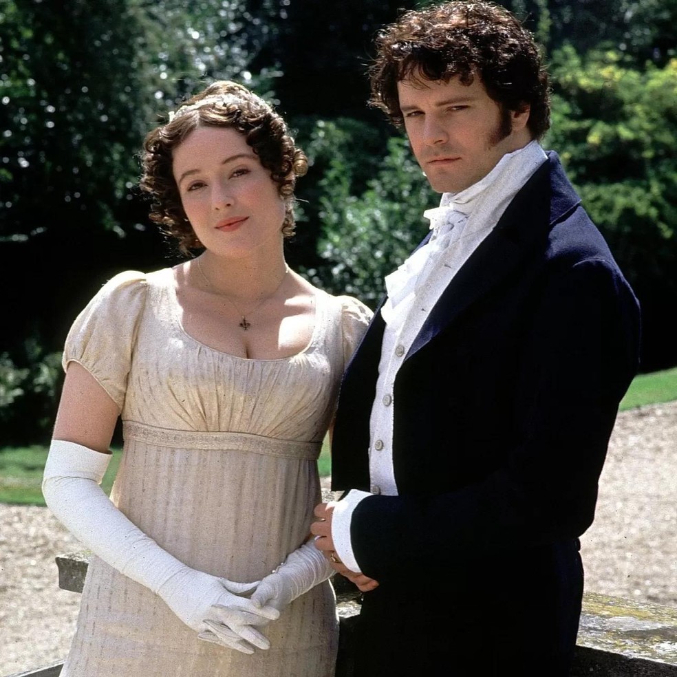 Jennifer Ehle e Colin Firth como Elizabeth e Darcy (Foto: Divulgação) — Foto: Galileu