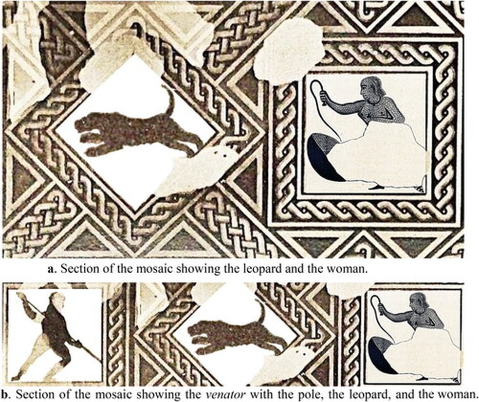 A pesquisa define essa mulher como uma venatrix, ou seja, uma caçadora treinada para lutar contra feras em caçadas encenadas na arena — Foto: Reprodução