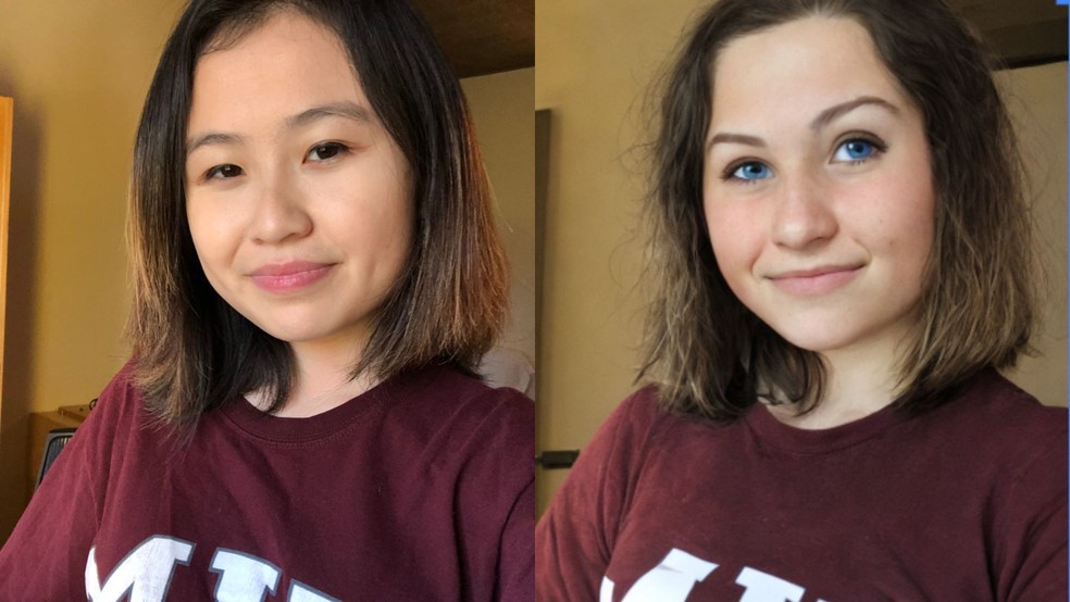 Rona Wang, de 24 anos, pediu ao Playground AI por uma foto profissional para seu perfil no Linked In, mas resultado foi uma versão branca da jovem — Foto: @ronawang/Reprodução/Twitter