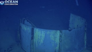 Possível cuba de arma usada para proteger as armas dos navios — Foto: NOAA