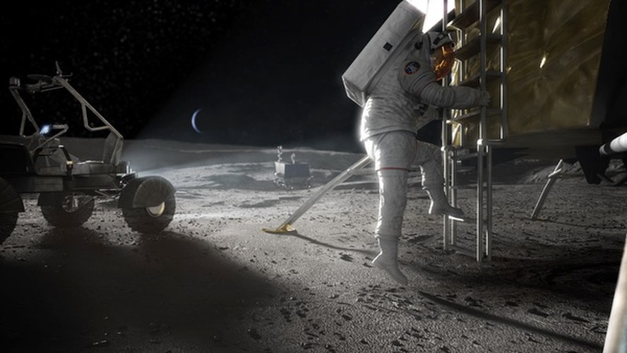 Ilustração mostra astronauta explorando a Lua