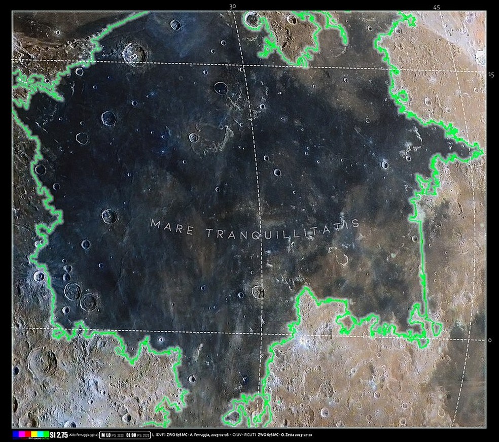 Território que corresponde ao Mare Tranquillitatis, uma das regiões da Lua — Foto: Wikimedia Commons