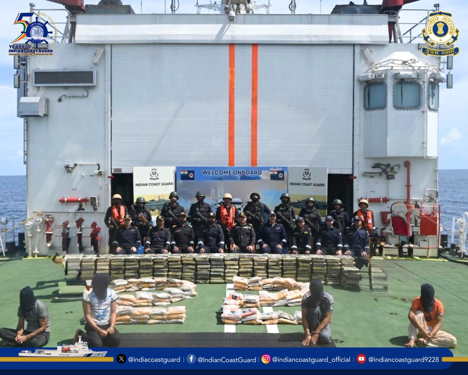 Barco iraniano é apreendido com carga de 526 kg em heroína e metanfetamina