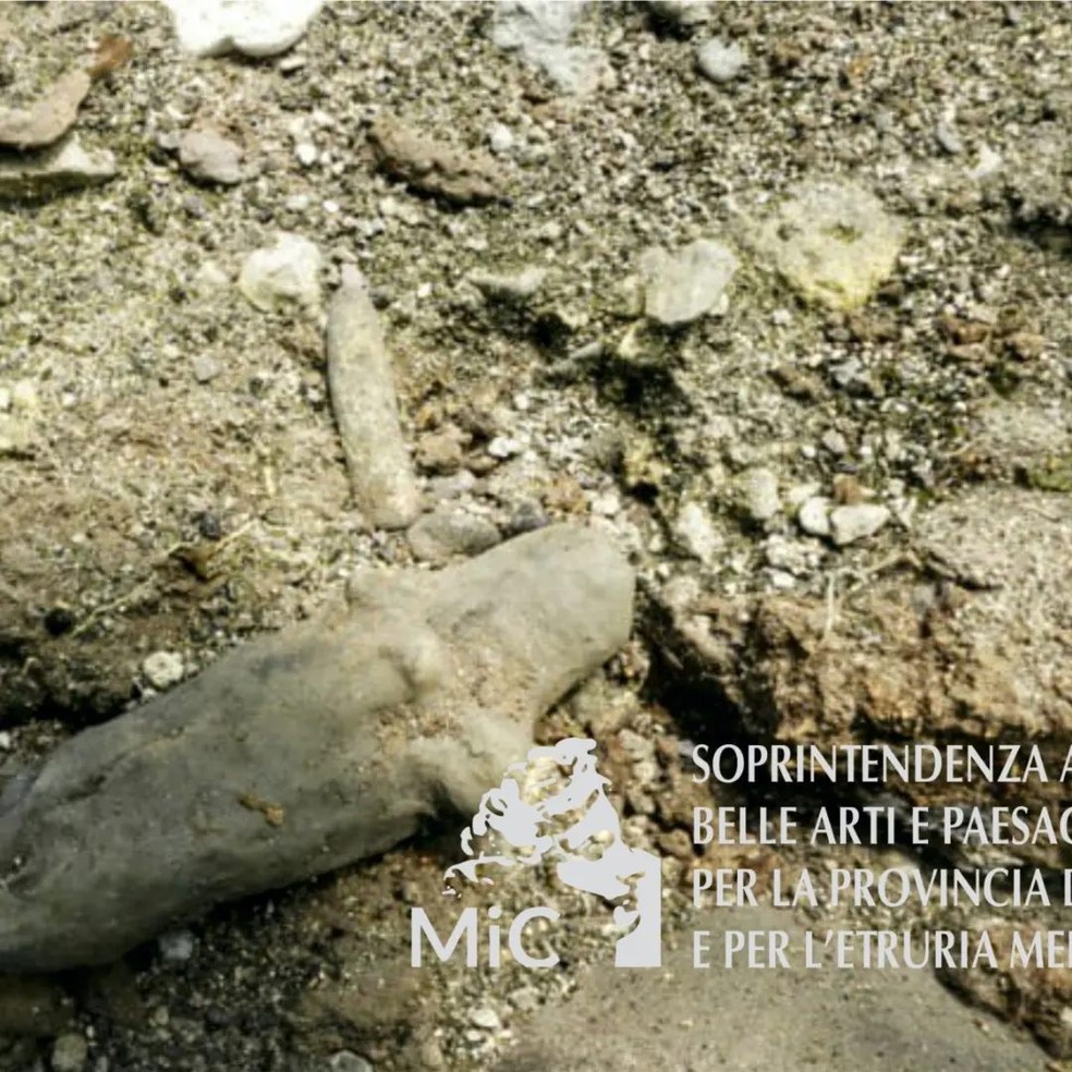 Apesar de não ter sido finalizada, escultura é considerada única por especialistas — Foto: Reprodução/Facebook/Soprintendenza Archeologia Belle Arti Paesaggio Etruria Meridionale