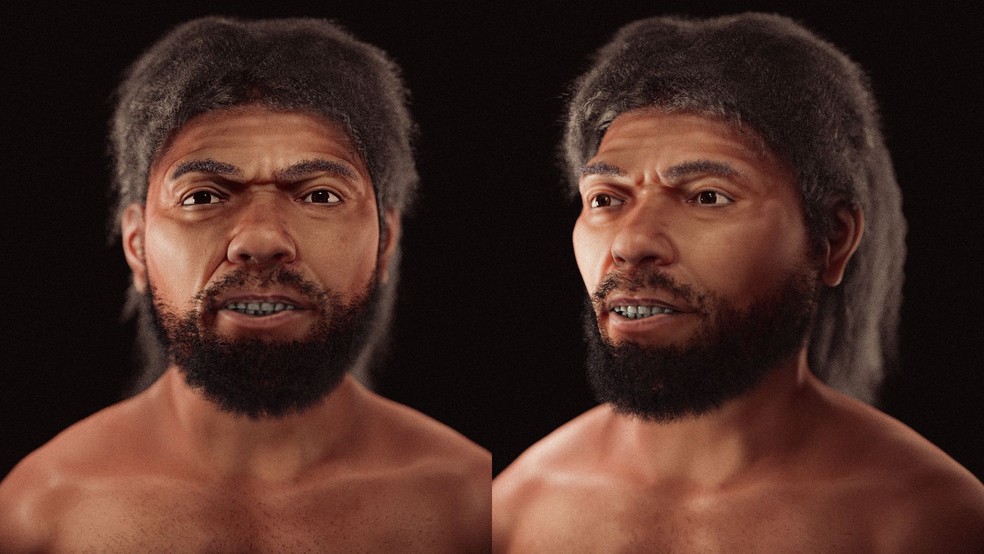 Aproximação Facial Digital 3D de Homo sapiens com base no crânio Skhūl V — Foto: Cicero Moraes