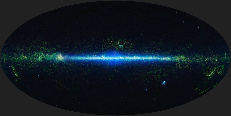 Mosaico composto por imagens que cobrem todo o céu, tiradas pelo Wide-field Infrared Survey Explorer (WISE)  — Foto: Nasa/JPL-Caltech/UCLA