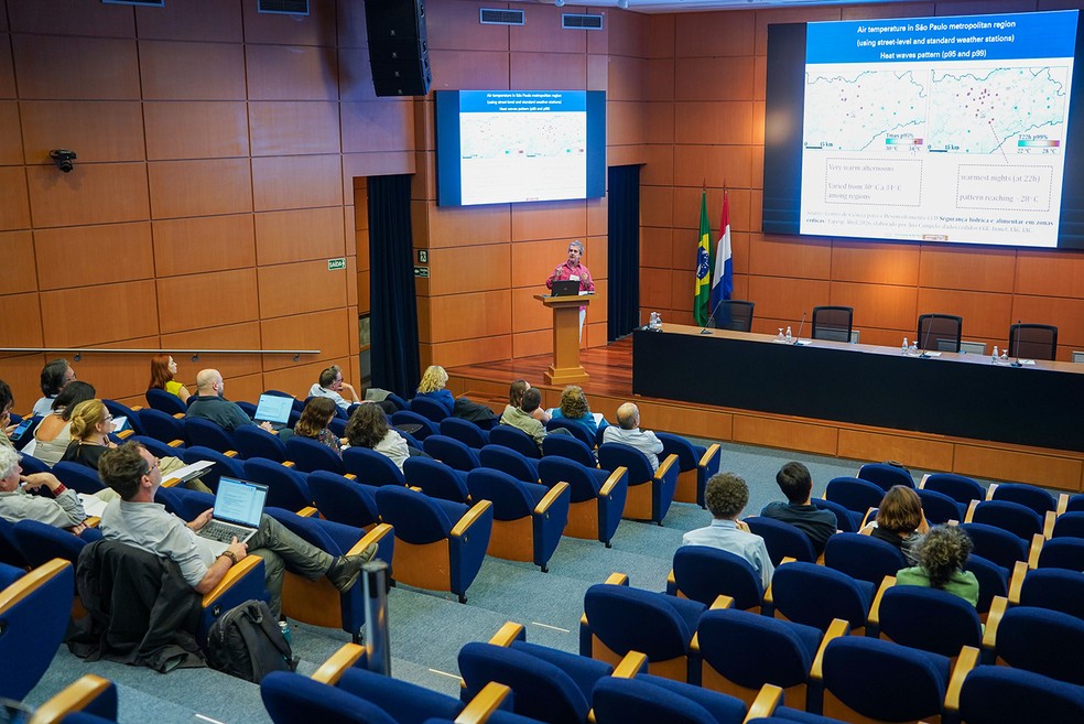 “Eventos extremos de calor e água: Mitigando os efeitos adversos das mudanças climáticas na saúde das cidades” foi promovido pela FAPESP e pela Organização Neerlandesa para Pesquisa Científica — Foto: Daniel Antônio/Agência FAPESP