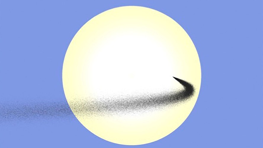 Corrente simulada de poeira lançada entre a Terra e o Sol