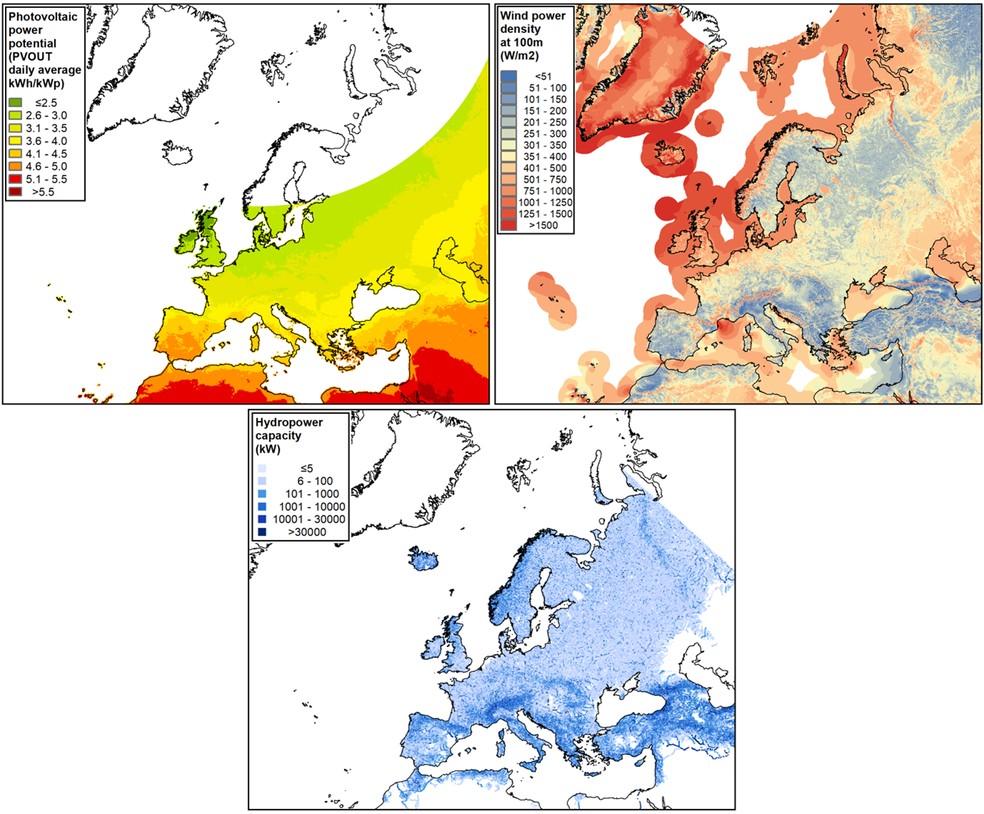 Potencial de produção de energia limpa na Europa — Foto: Reprodução/State of Europe's Climate 2022