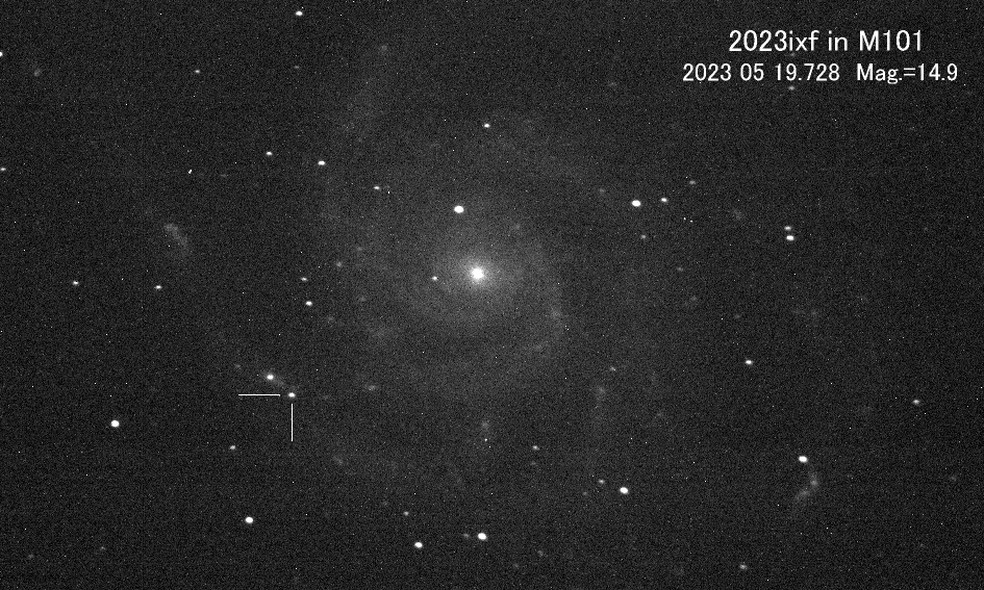 No último dia 19 de maio, o astrônomo japonês Koichi Itagaki detectou a supernova batizada de SN 2023ixf — Foto: Koichi Itagaki