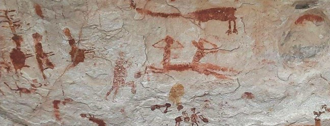 Arte rupestre no Parque Nacional do Catimbau, em Pernambuco, no Brasil — Foto: Expedição Rio-Cartagena