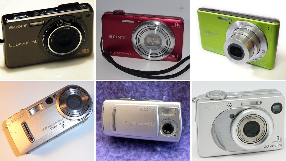 ermo cyber-shot foi popularizado a partir de uma linha de câmeras digitais produzidas pela Sony e que fizeram enorme sucesso no início dos anos 2000T — Foto: Bordgious, Joydeep, fklv, Marie-Lan Nguyen, Potatoman435, Taisyo/Wikimedia Commons