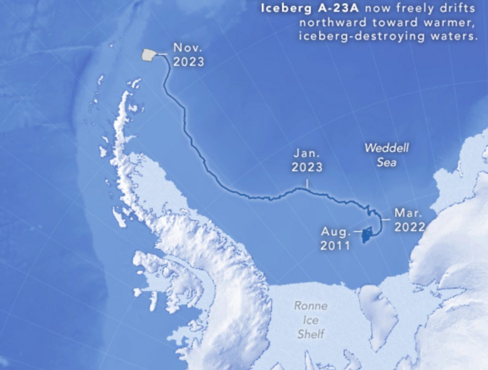 Maior iceberg do mundo gira e se recusa a derreter no oceano