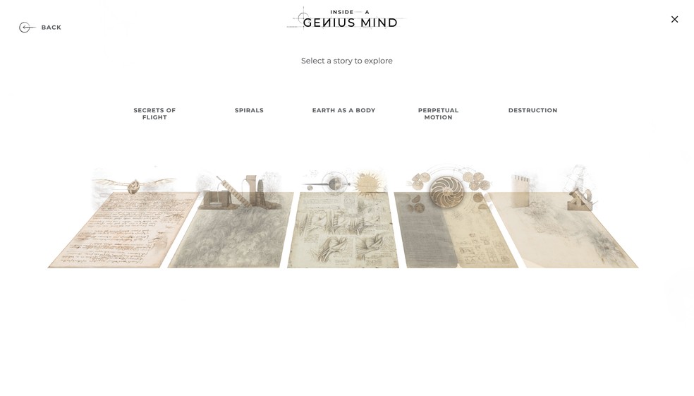 Em "Inside a Genius Mind" é possível explorar o mundo dos códices de Leonardo Da Vinci de forma interativa — Foto: Google Arts & Culture 