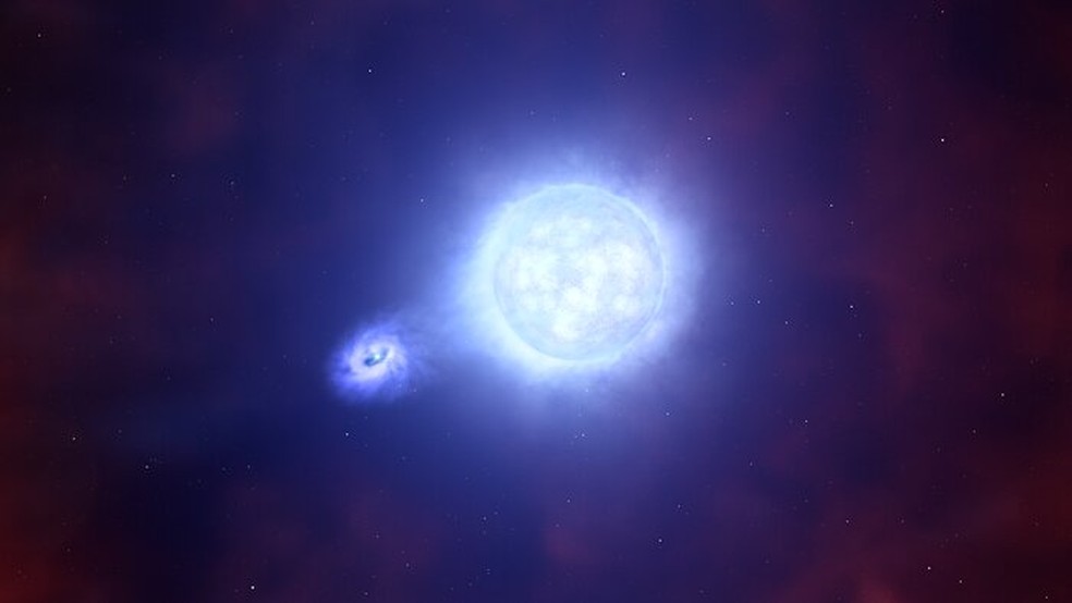 Esta representação artística é baseada nas consequências de uma explosão de supernova, SN 2022jli — Foto: ESO/L. Calçada