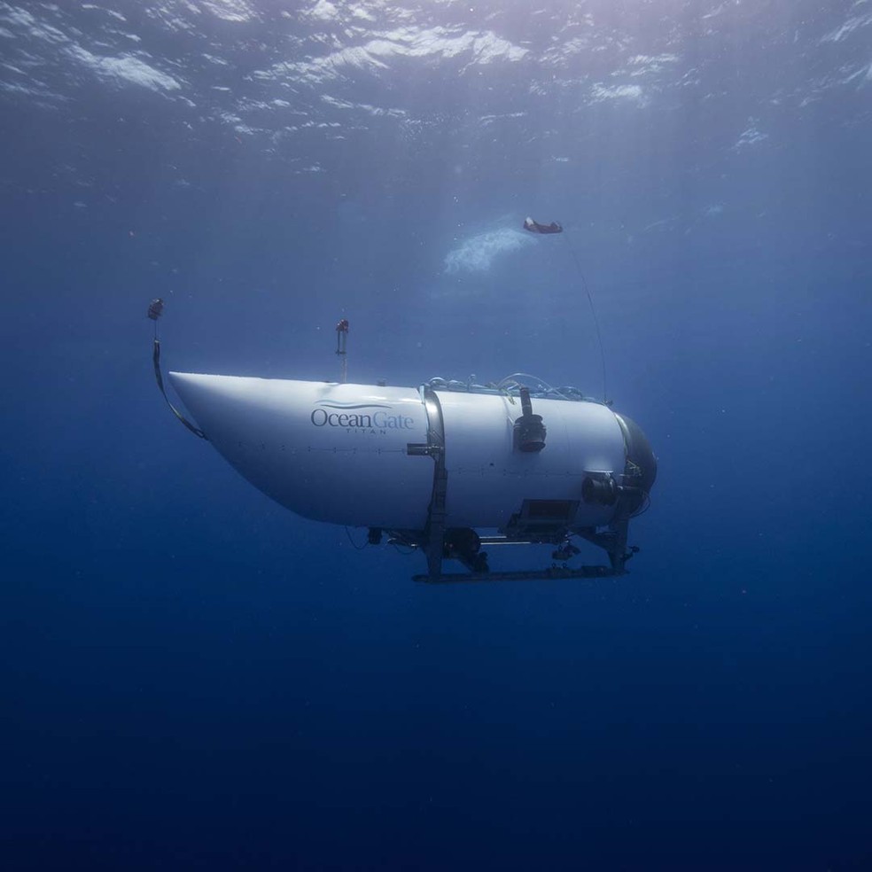O submersível Titan, da empresa OceanGate, desapareceu em excursão ao Titanic em 18 de junho de 2023 — Foto: OceanGate / Instagram