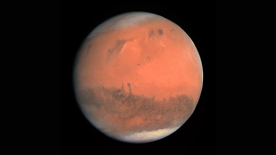 Imagem de Marte feita em fevereiro de 2007 pelo instrumento OSIRIS da sonda espacial Rosetta lançada pela Agência Espacial Europeia (ESA)