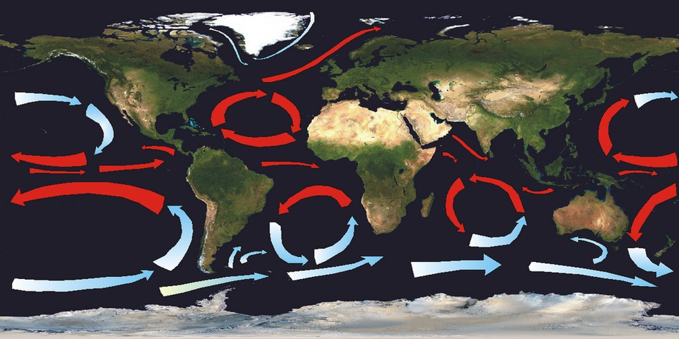 Correntes oceânicas enfrentam alterações em decorrência da crise climática — Foto: Wikimedia Commons