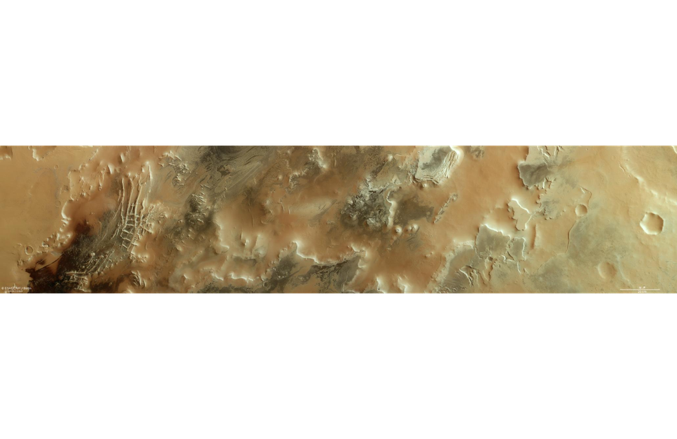 Manchas escuras na imagem da Mars Express da ESA — Foto: ESA/DLR/FU Berlin