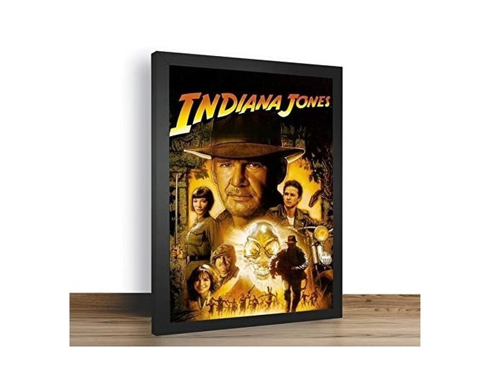 Quadro Indiana Jones Reino da Caveira de Cristal Quadros A+ possui moldura de madeira reflorestada  — Foto: Reprodução/Amazon