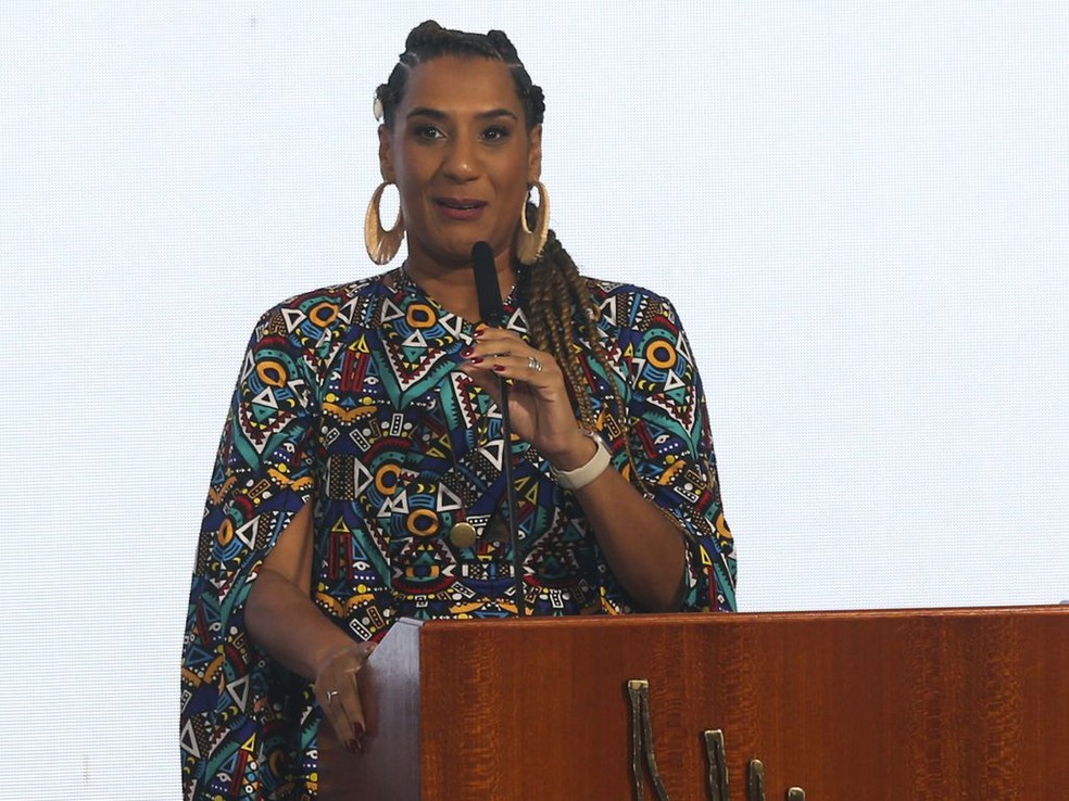 Cerimônia de posse da ministra da Igualdade Racial, Anielle Franco, no Palácio do Planalto — Foto: Valter Campanato/Agência Brasil