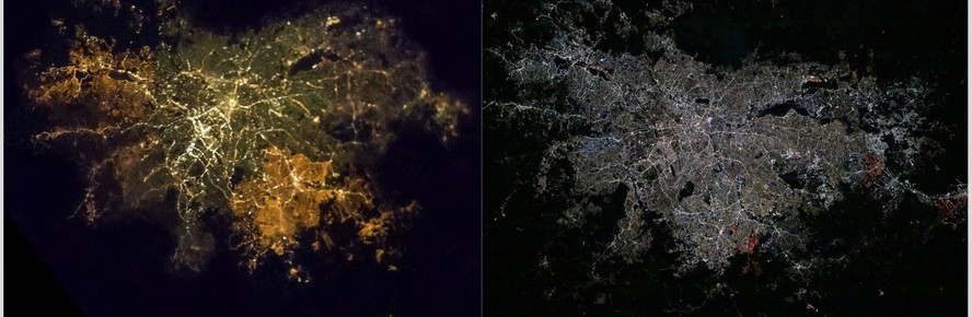 Fotos de astronauta da NASA mostram a transição da iluminação pública global para a tecnologia LED