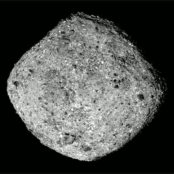 GIF combina uma série de imagens tiradas pela sonda OSIRIS-RE do asteroide Bennu — Foto: Centro de Voo Espacial Goddard da NASA/Universidade do Arizona