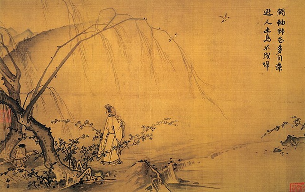 Um detalhe de On a Mountain Path in Spring, do artista chinês Ma Yuan. 1190-1225 EC — Foto: wikimedia commons